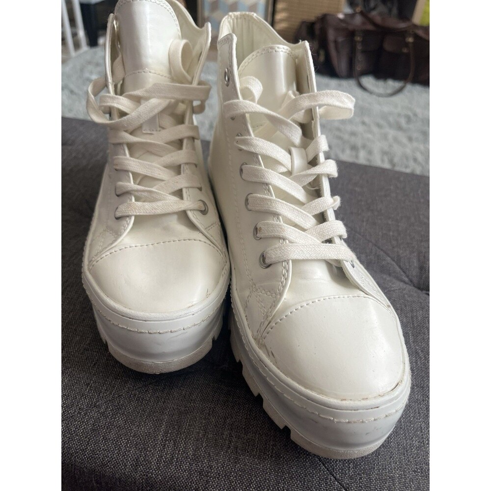 Madden Y2K Women's White Leather Platform Sneakers, sz 9M High Top Rare Shaddown